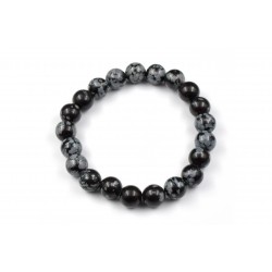 Bracelet élastique avec pierres en Obsidienne Mouchetée 8 M