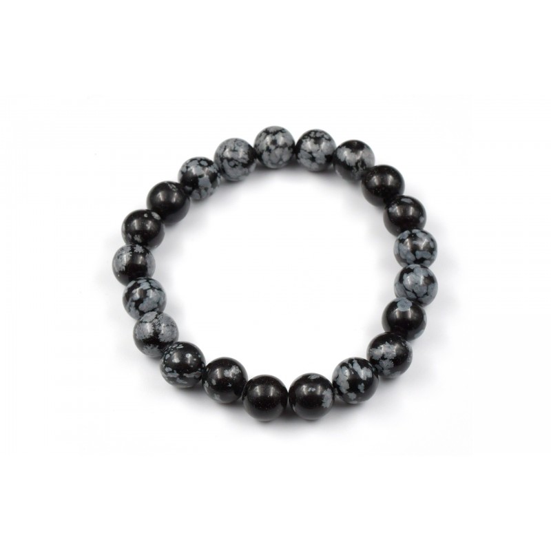 Bracelet élastique avec pierres en Obsidienne Mouchetée 8 M Bracelet élastique avec pierres en Obsidienne Mouchetée 8 M
