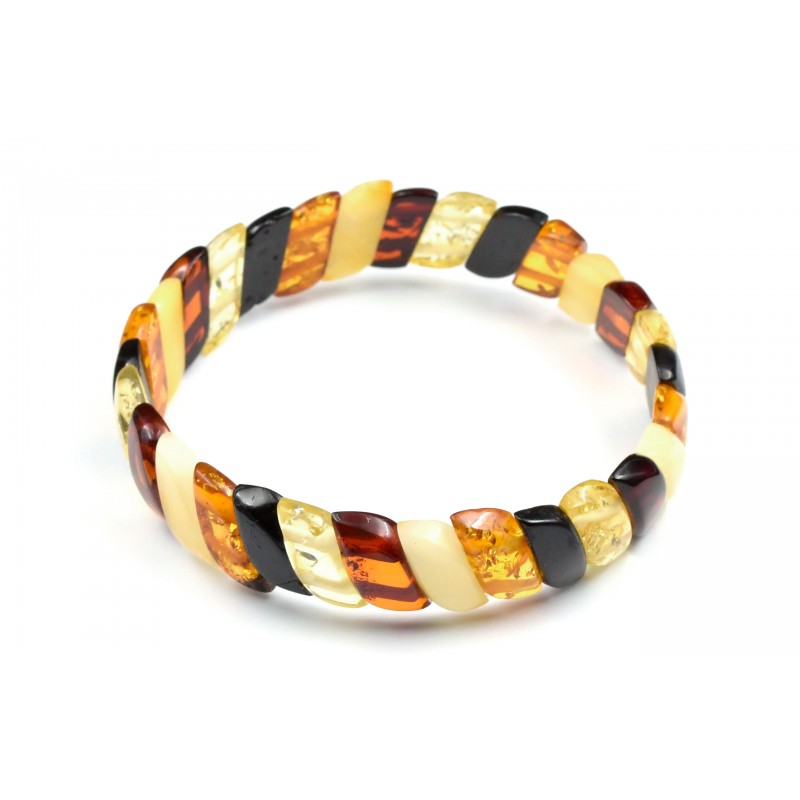 Bracelet Ambre à Plaquettes Multicolore M