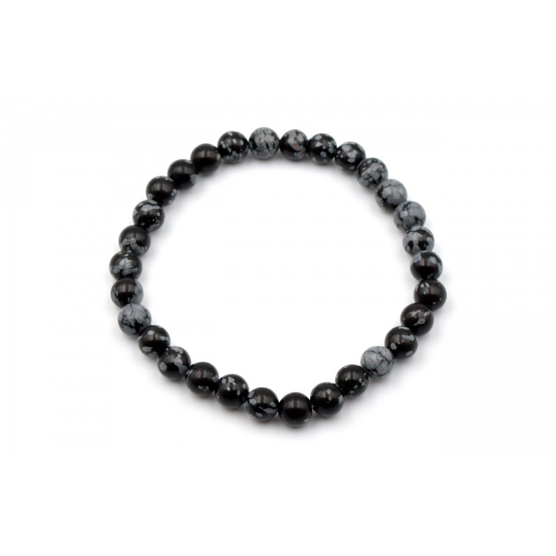 Bracelet élastique avec pierres en Obsidienne Mouchetée 6 M