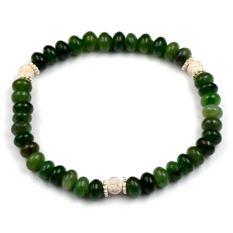 Bracelet Argent 0.925 Jade Pastilles 5mm M