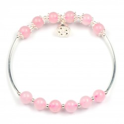 Bracelet Argent 0.925 Quartz Rose 6mm M