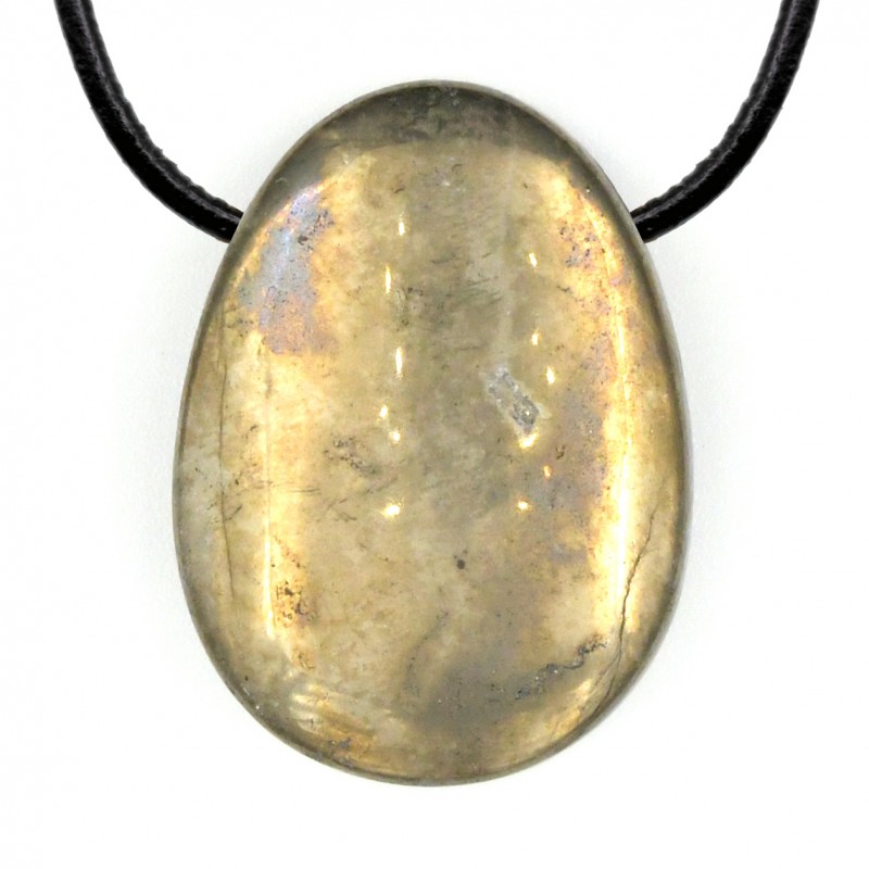 Pendentif Pyrite en Pierre Roulée Percée