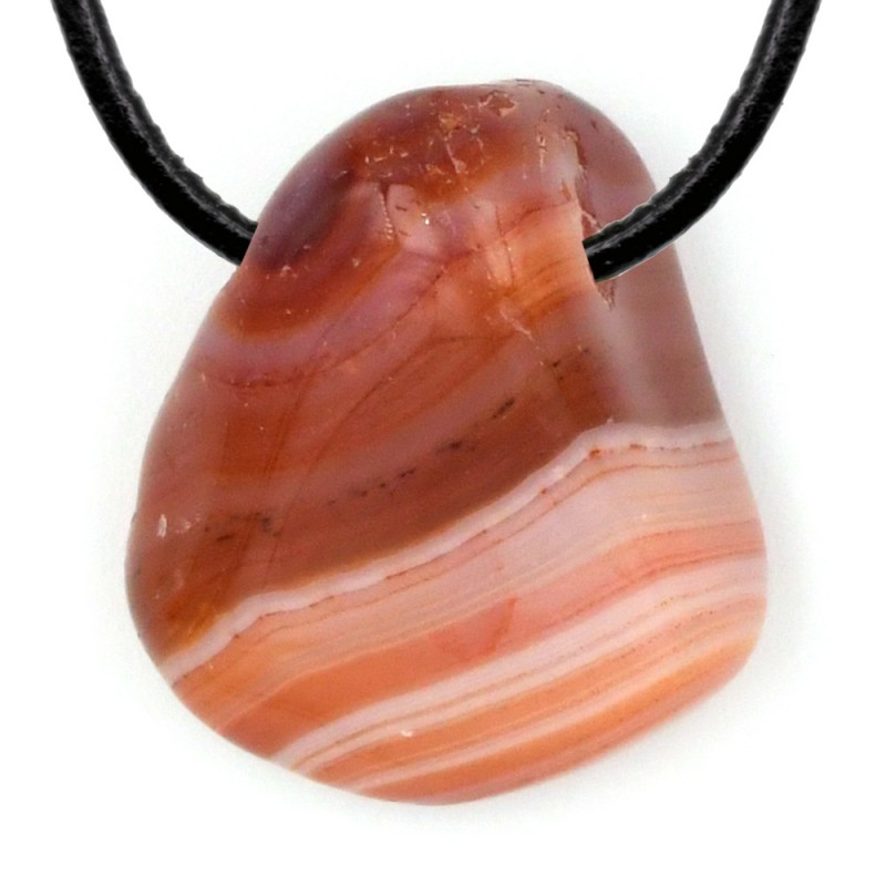 Pendentif Agate Zonée en Pierre Roulée Percée