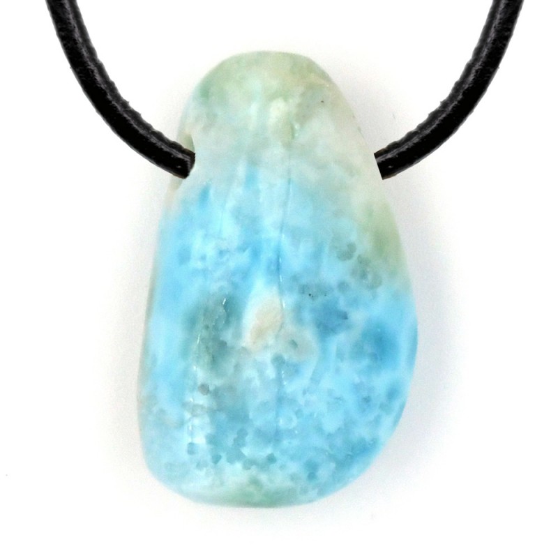 Pendentif Larimar en Pierre Roulée Percée