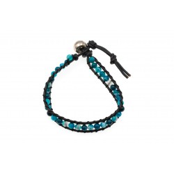 Bracelet Agate Bleue en cuir M