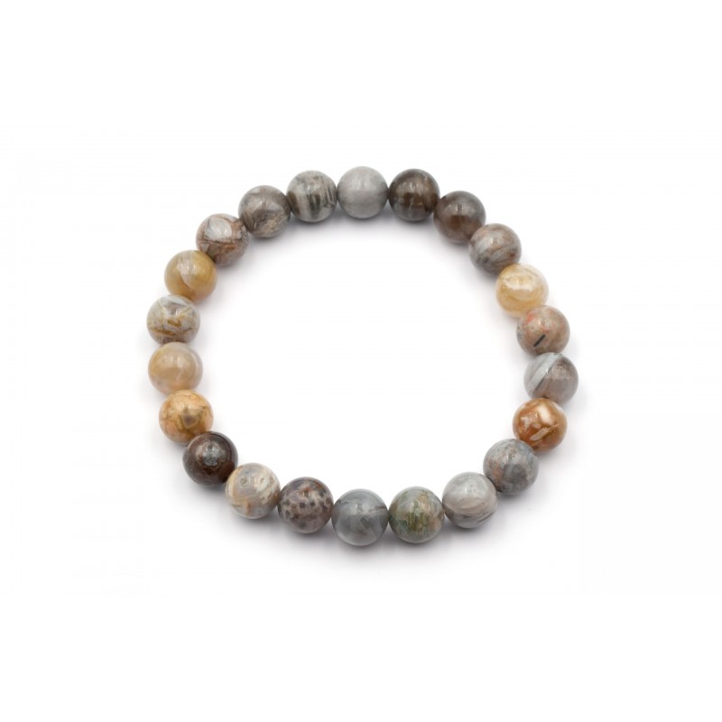 Bracelet Agate Feuille de Bambou 8mm M Bracelet Agate Feuille de Bambou 8mm M