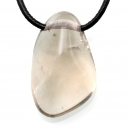 Pendentif Quartz Fumé en Pierre Roulée Percée