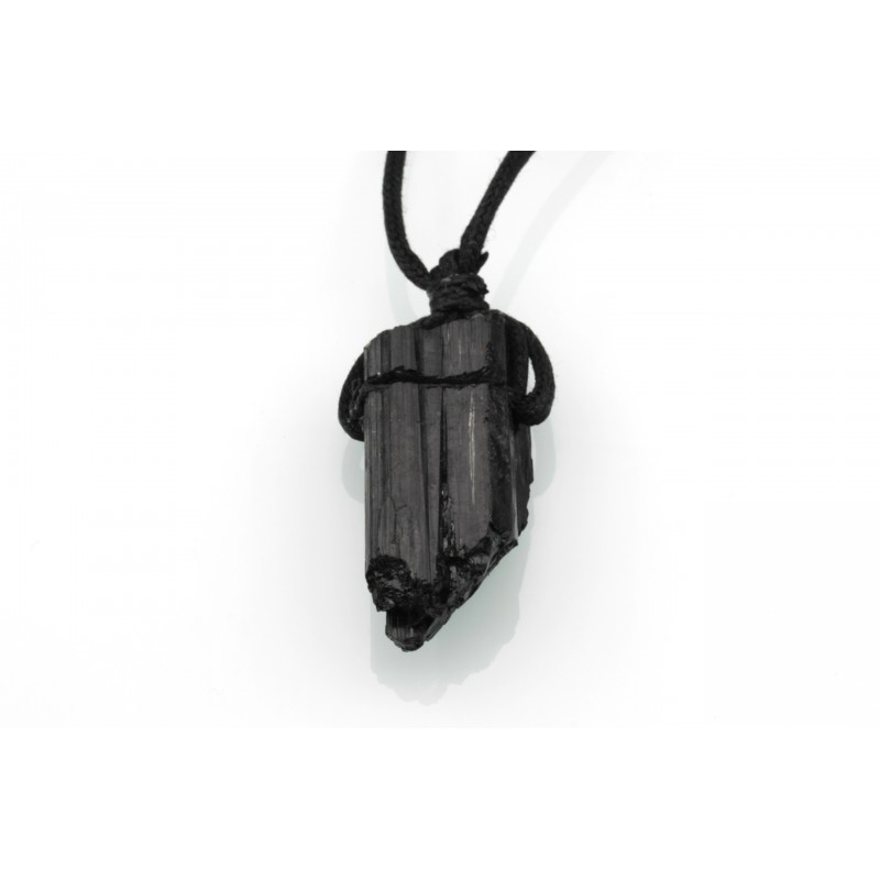 Pendentif Tourmaline Noire - Pierre brute avec lacet