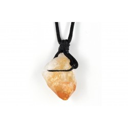 Pendentif Citrine - Pierre brute citrine avec lacet